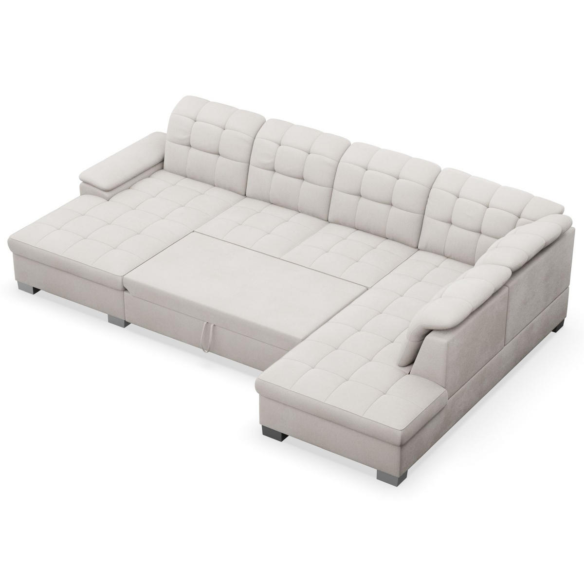WOHNLANDSCHAFT Jamaal Creme linksseitig - Creme/Schwarz, Textil (330/106/212cm) - Selsey