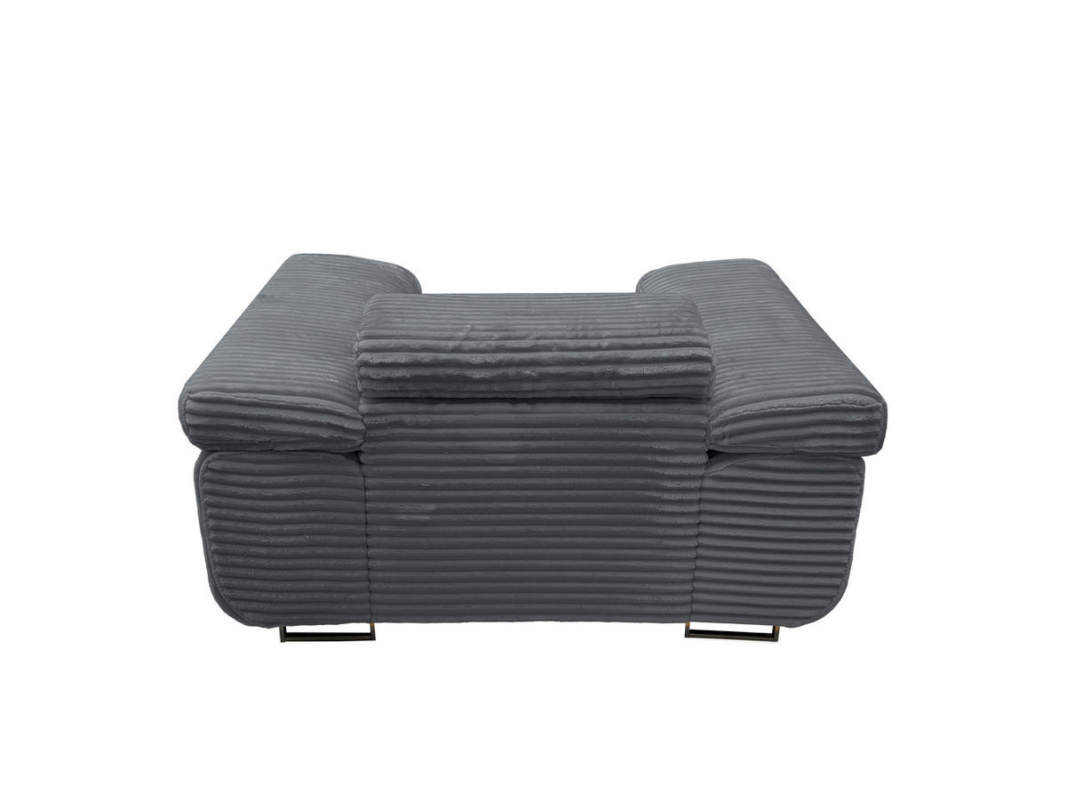 GUSTAW Sitzgarnitur 3+2+1, Schlafsofa 3-Sitzer, Cordbezug Anthrazit - Anthrazit, Textil (225/92/101cm) - KS Home Concept
