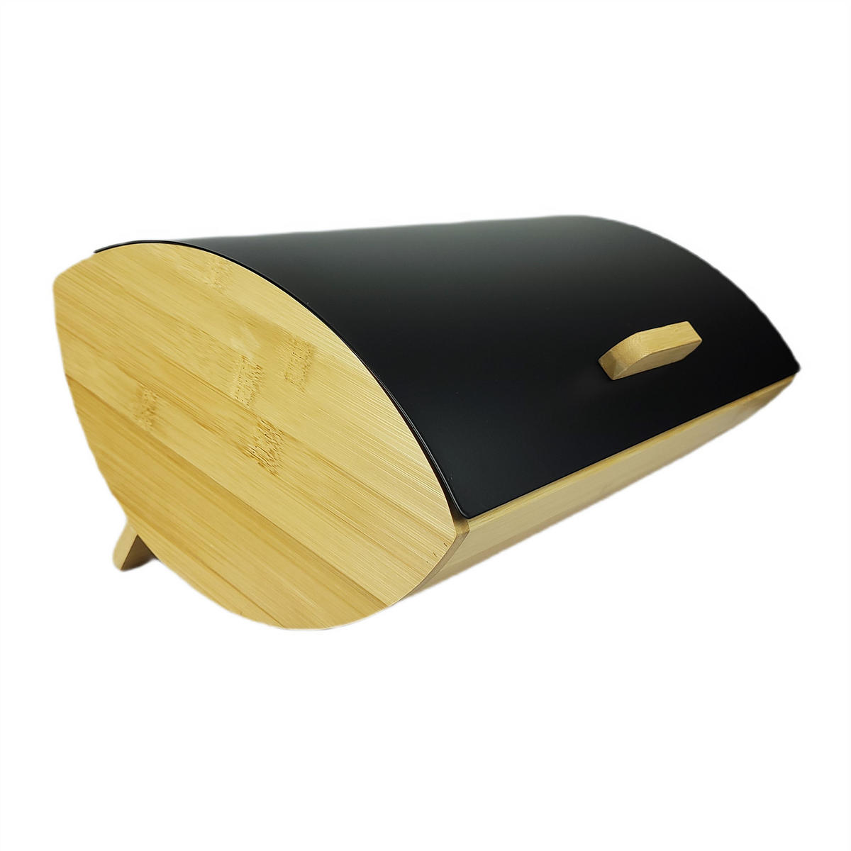 BROTKASTEN Bambus Metall Naturfarben Schwarz zum Aufklappen 35x25x15,5 cm - Schwarz/Naturfarben, Holzwerkstoff/Metall (35/15.5/25cm) - Begryf