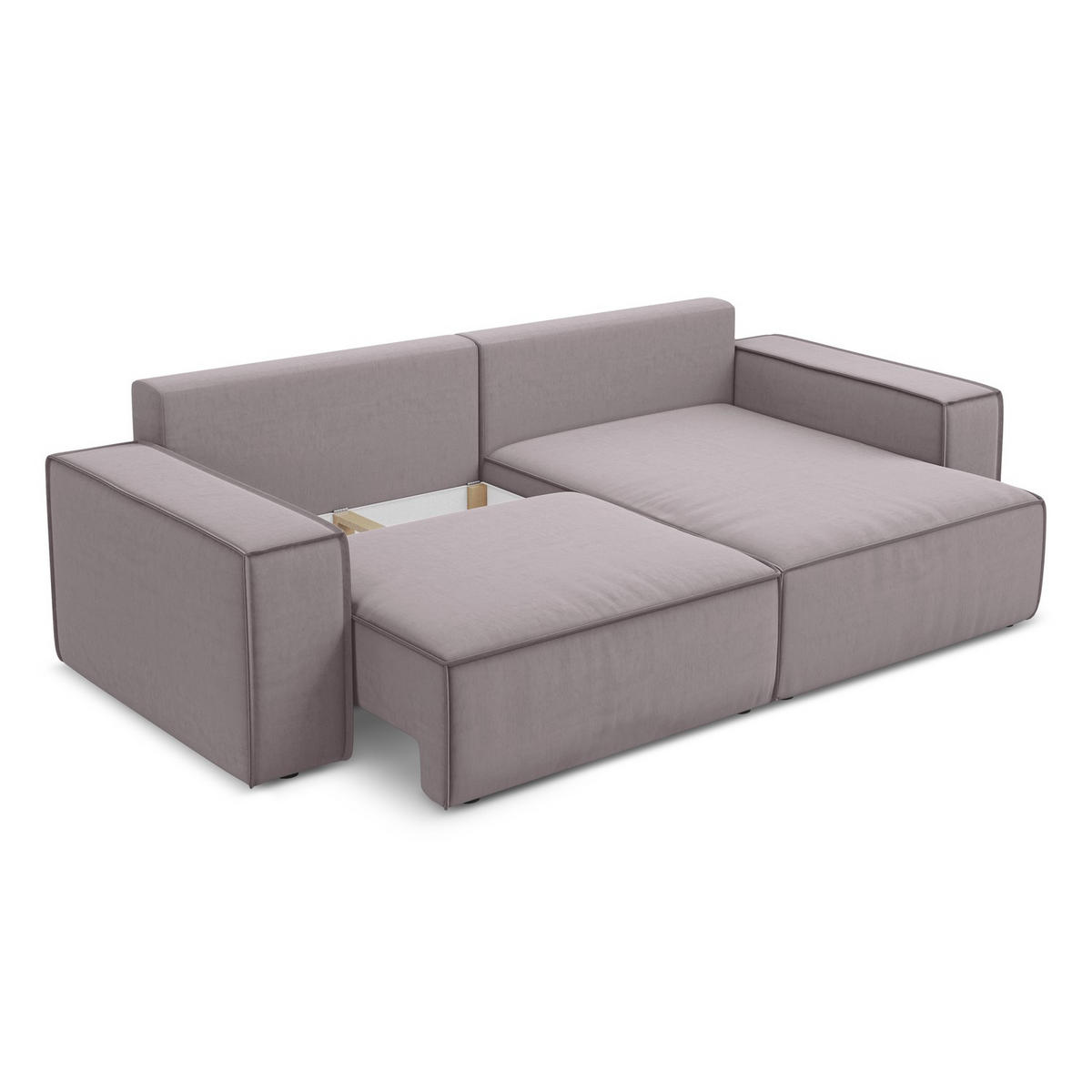 ECKSOFA mit Schlaffunktion Samt Stoff Violett - Lila/Flieder, Kunststoff/Textil (257/148cm) - LaMiaSofa