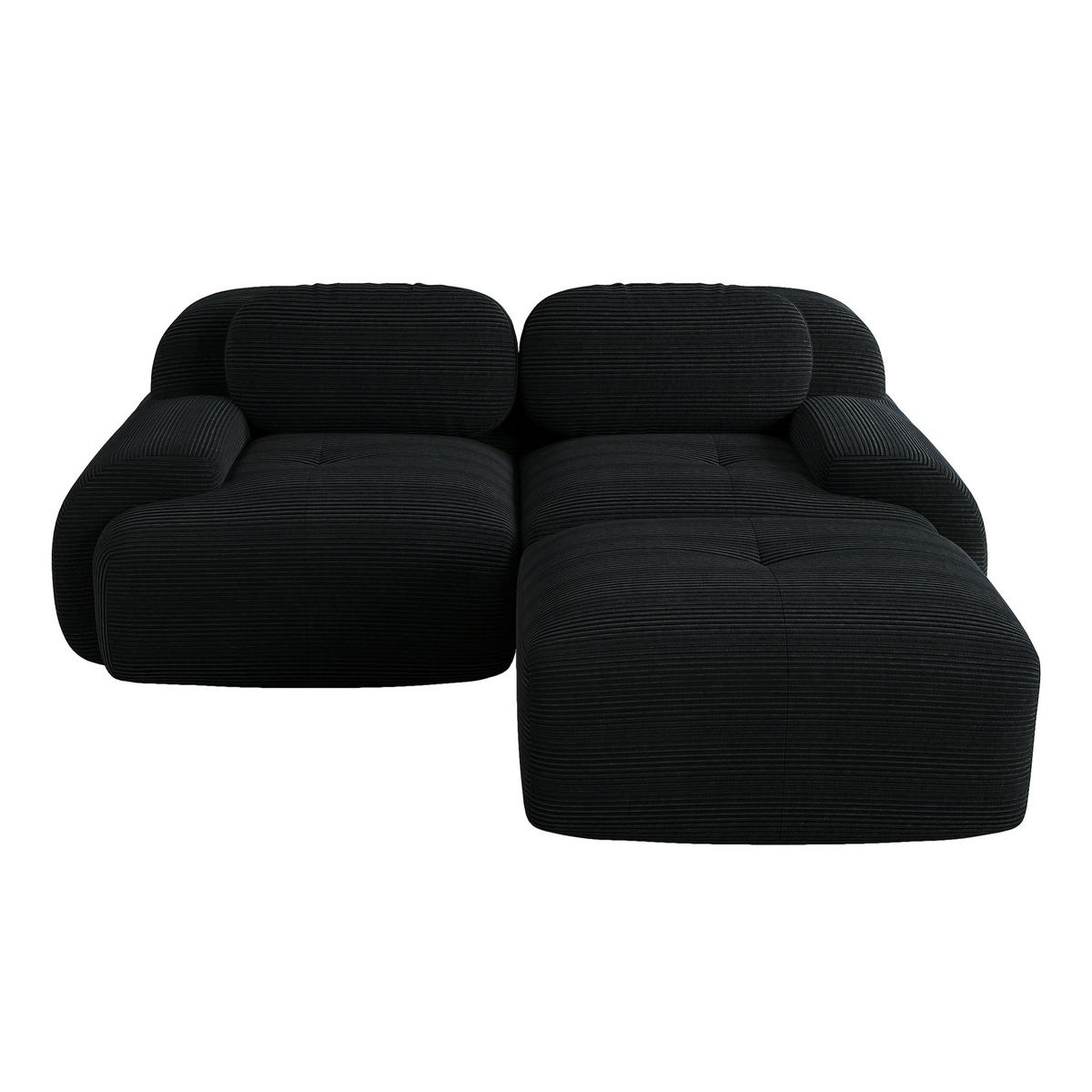 ECKSOFA DE-34025 modular mit gebogenen Armlehnen Schwarz - Schwarz, Textil (178/208cm) - ComfortXL