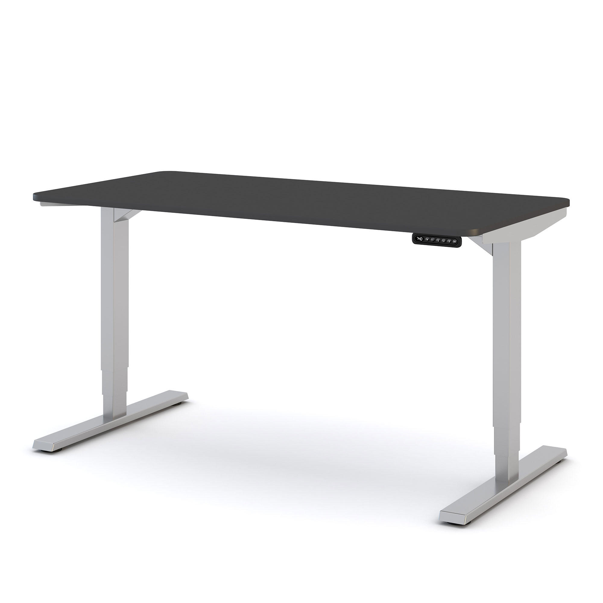 SCHREIBTISCH Elektrisch höhenverstellbarer Schreibtisch Y-Line Curved Anthrazit Weißaluminium 140/70/62-127cm - Weiß Hochglanz/Anthrazit, Holzwerkstoff/Metall (70/140/127cm) - ASSMANN