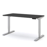 SCHREIBTISCH Elektrisch höhenverstellbarer Schreibtisch Y-Line Curved Anthrazit Weißaluminium 140/70/62-127cm - Weiß Hochglanz/Anthrazit, Holzwerkstoff/Metall (70/140/127cm) - ASSMANN