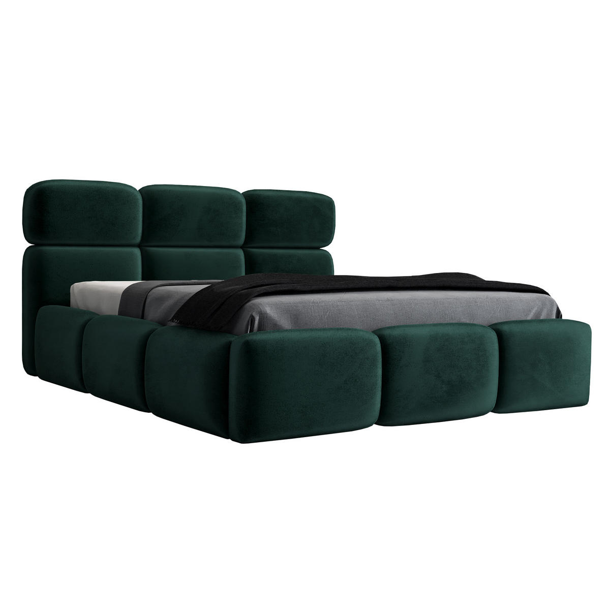 POLSTERBETT MAROKO-OM 160 x 200 Grün - Dunkelgrün, Textil (160/200cm) - A&J MöbelLand