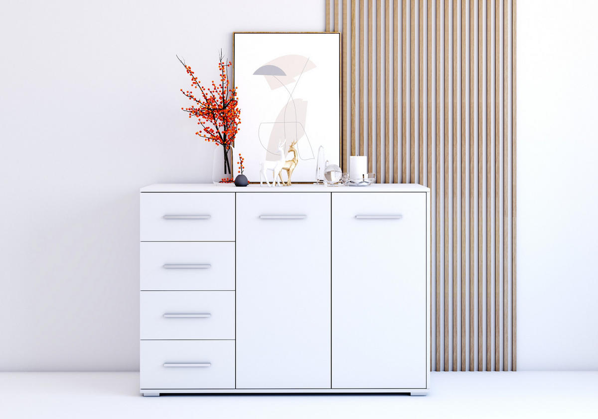 KOMMODE - Highboard IRYS 01 2D4S Weiß - Weiß, Holzwerkstoff (135/95/45cm) - Möblo