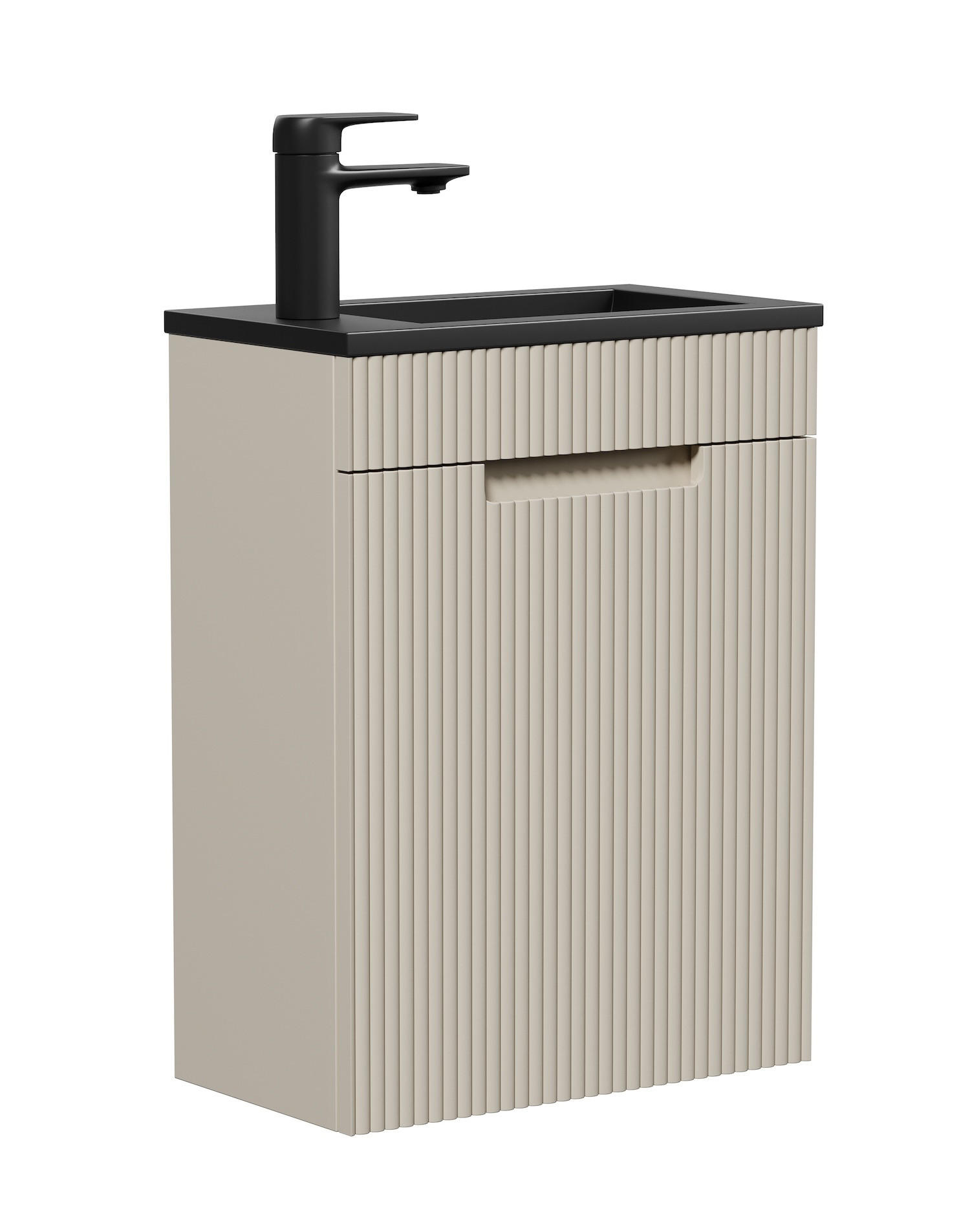 GÄSTE-WC-MÖBELSET Thermis 2 Teile Cashmere / Schwarze Waschbecken - 40 x 22 x 53 cm - Kaschmir, Holz (40/53/22cm) - Badplaats