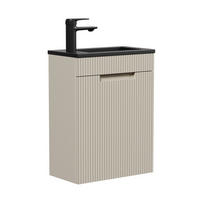GÄSTE-WC-MÖBELSET Thermis 2 Teile Cashmere / Schwarze Waschbecken - 40 x 22 x 53 cm - Kaschmir, Holz (40/53/22cm) - Badplaats