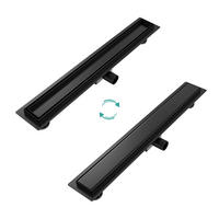 DUSCHRINNE Edelstahl Schwarz 60/11 cm - Schwarz, Metall (11/8/70cm) - EMKE