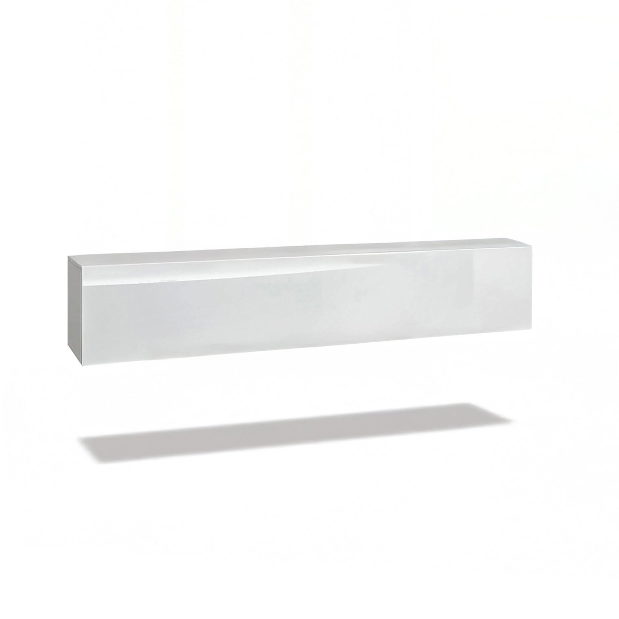 LOWBOARD Lia, hängendes Tv-Board, Moderner Fernsehschrank 165 cm lang Fernsehtisch, Weiß matt/Weiß Hochglanz (38,5 x 165 x 30 cm) - Weiß Hochglanz, Holzwerkstoff (165/30/38.5cm) - InnoFurn