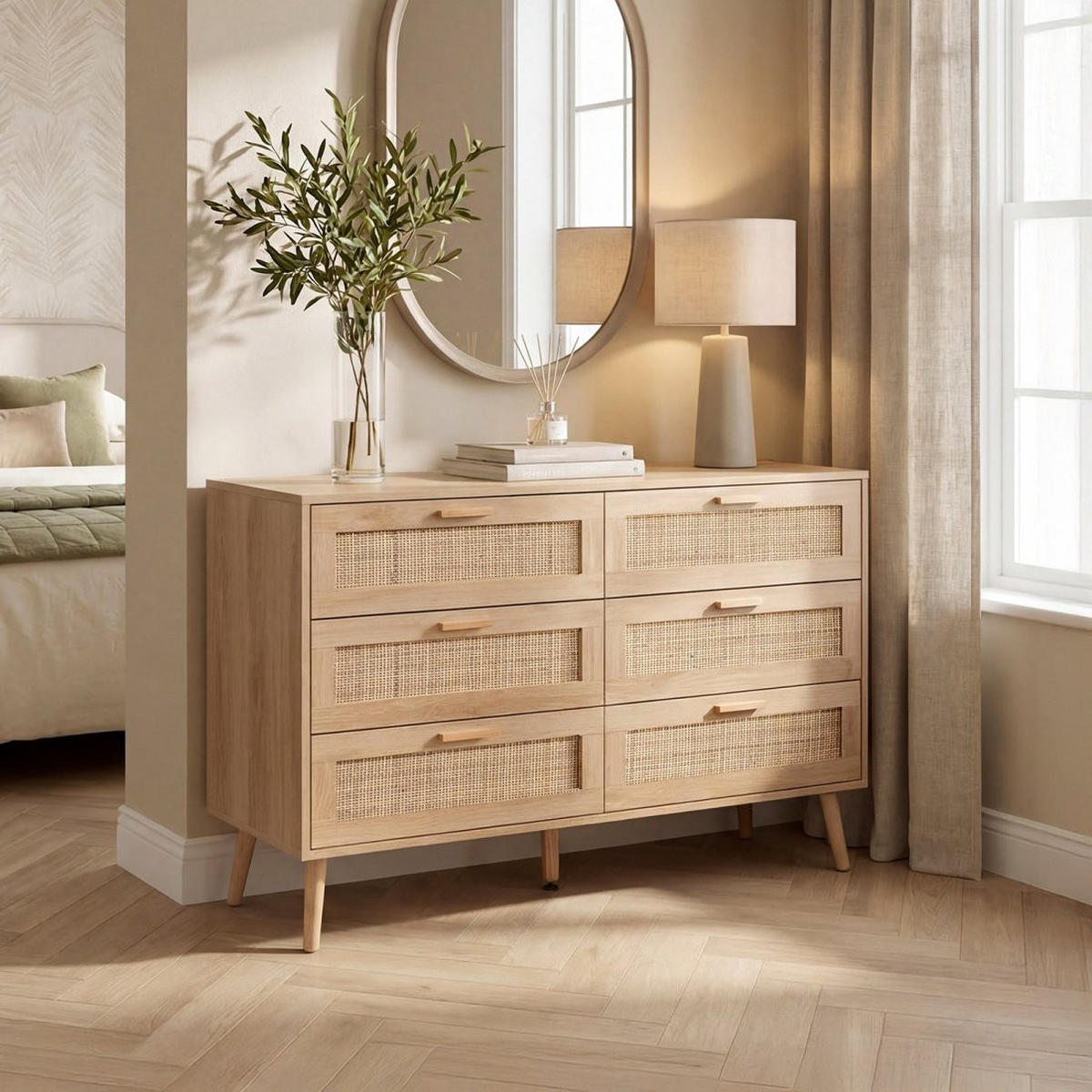 SCHUBLADENKOMMODE DOPPELTE Tahiti Natürlich 120 cm x 77 cm - Naturfarben, Naturmaterialien (120/77/40cm) - Klast Home