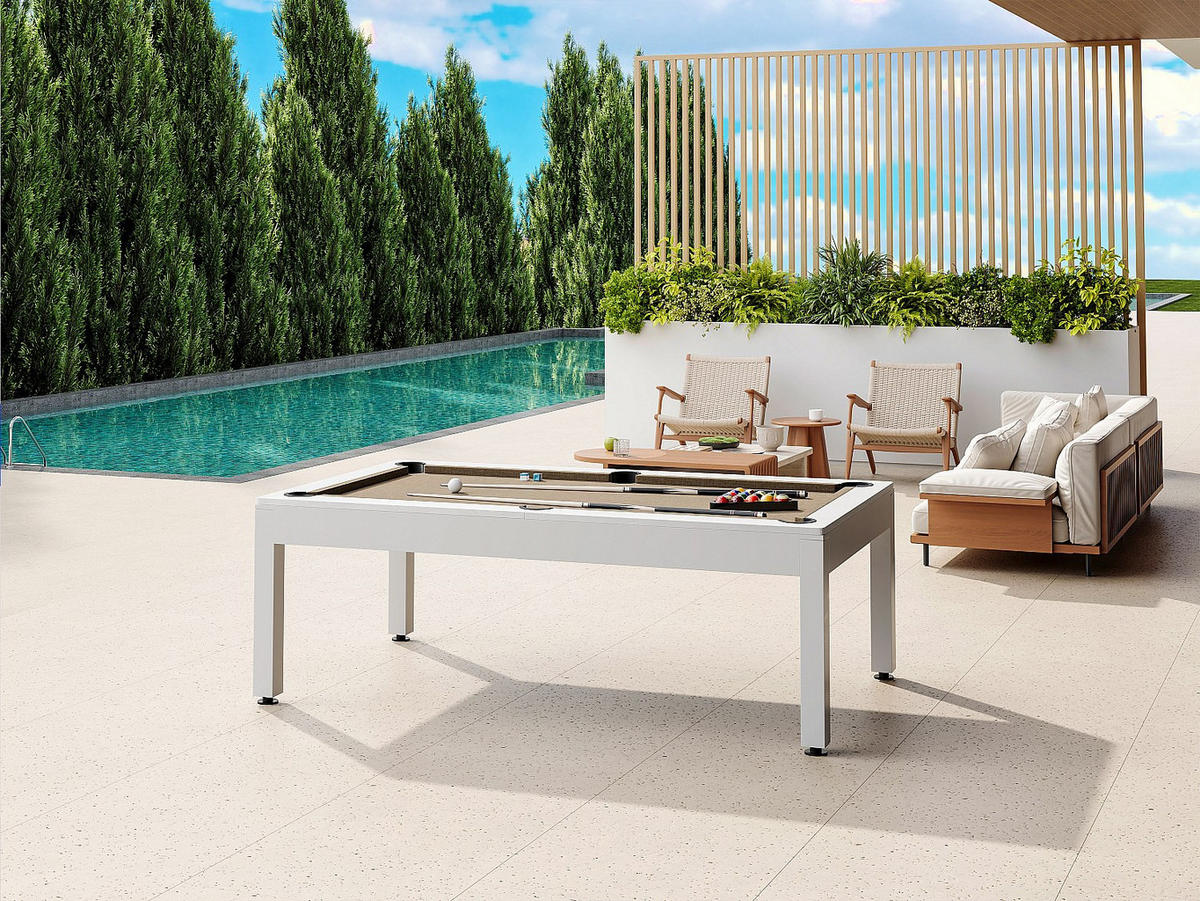 OUTDOOR-BILLARDTISCH mit Schutzhülle - 213,4 x 121,1 x 79,7 cm - STAZIO - Schwarz, Holz (213.4/121cm) - Vente-Unique