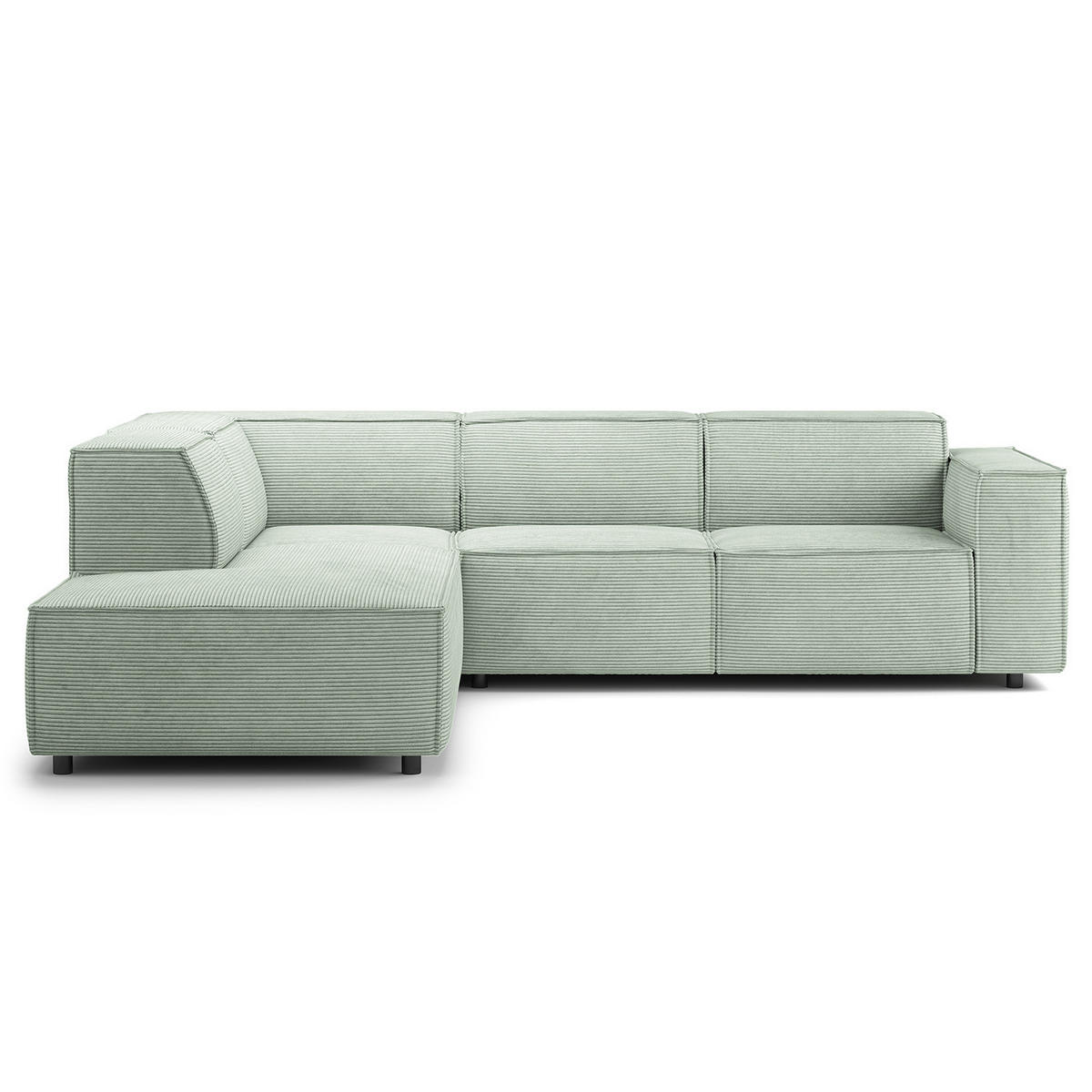 ECKSOFA mit Ottomane - Schwarz/Mintgrün, Kunststoff/Textil (260/234cm) - home24