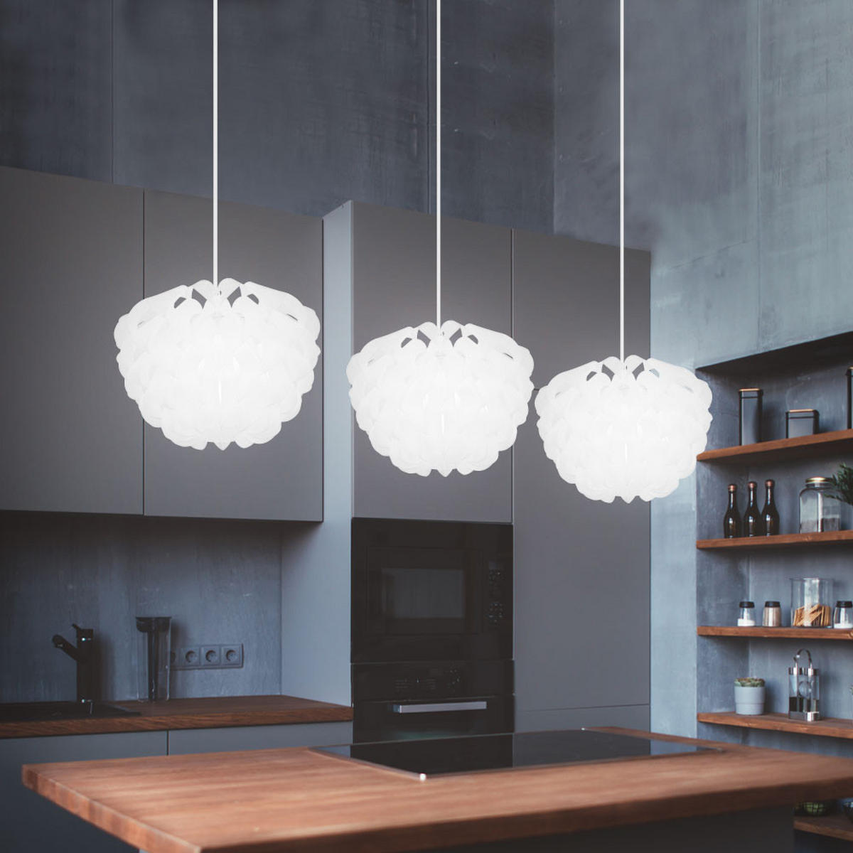 HÄNGELEUCHTE Metall Weiß 3 flammig - Weiß, Metall (101/26/120cm) - Globo Lighting