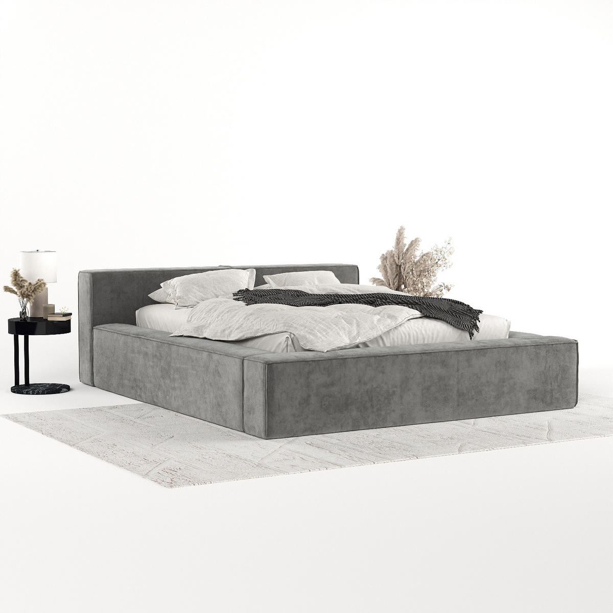 POLSTERBETT Casto mit Stauraum 200/200 cm Grau im Terra NW Stoff - Schwarz/Naturfarben, Holz/Holzwerkstoff (200/200cm) - AltaBeds