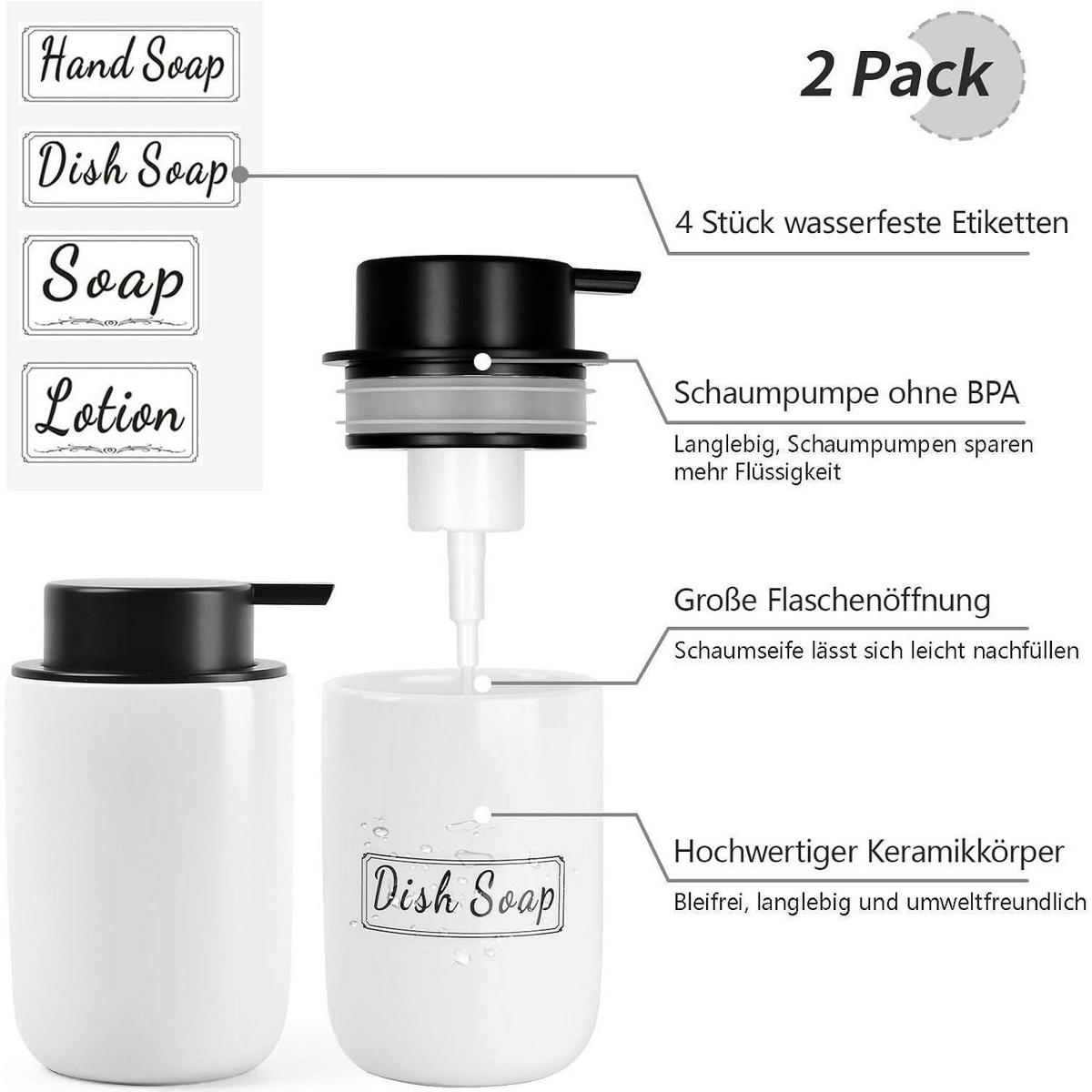 SEIFENSPENDER Keramik Weiß 350 ml - Weiß, Keramik (8/14/8cm)