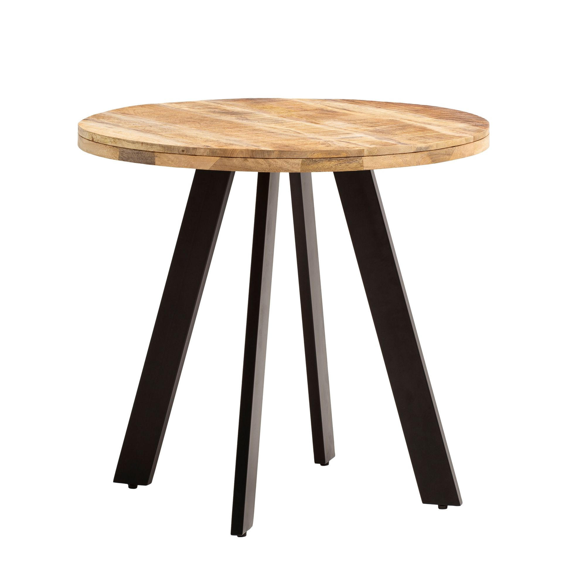 ESSZIMMERTISCH – Rund Mango Massivholz 80x80x75 cm Metallbeine Modern - Schwarz/Braun, Holz/Metall (80/80/75cm) - KADIMA DESIGN