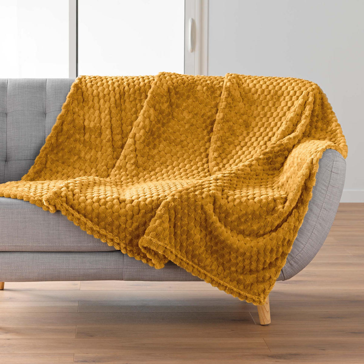 TAGESDECKE aus Flanell Frosty 150/125/0,5 cm - Gelb, Textil (125/150cm) - Douceur d´intérieur