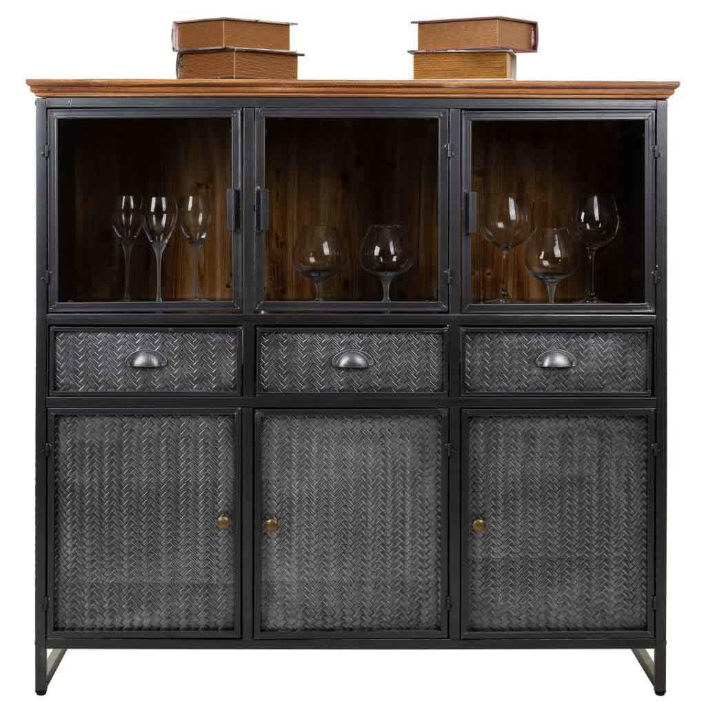 VITRINE aus Holz und Metall 124x42x120 cm - Multicolor, Metall (123.5/120/41.5cm) - Wanderlust