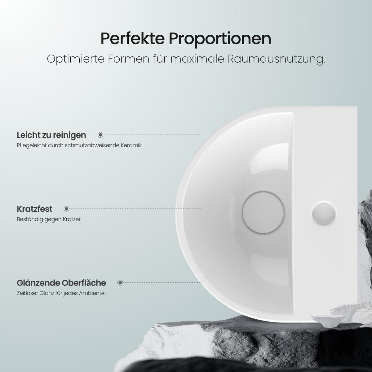WASCHBECKEN U-förmig Wandmontage Glänzend Weiß - Weiß, Keramik (25.5/12/30.3cm) - EMKE