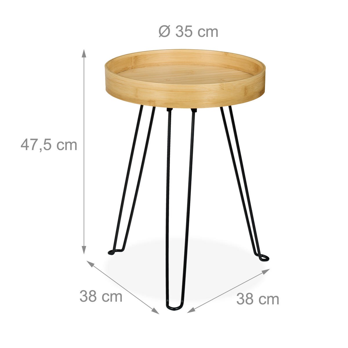 BEISTELLTISCH - Multicolor, Holz/Metall (38/38/47.5cm) - Relaxdays