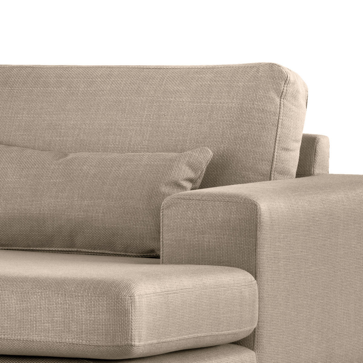 WOHNLANDSCHAFT mit Longchair - Taupe/Eichefarben, Eichenholz/Textil (371/81/219cm) - home24