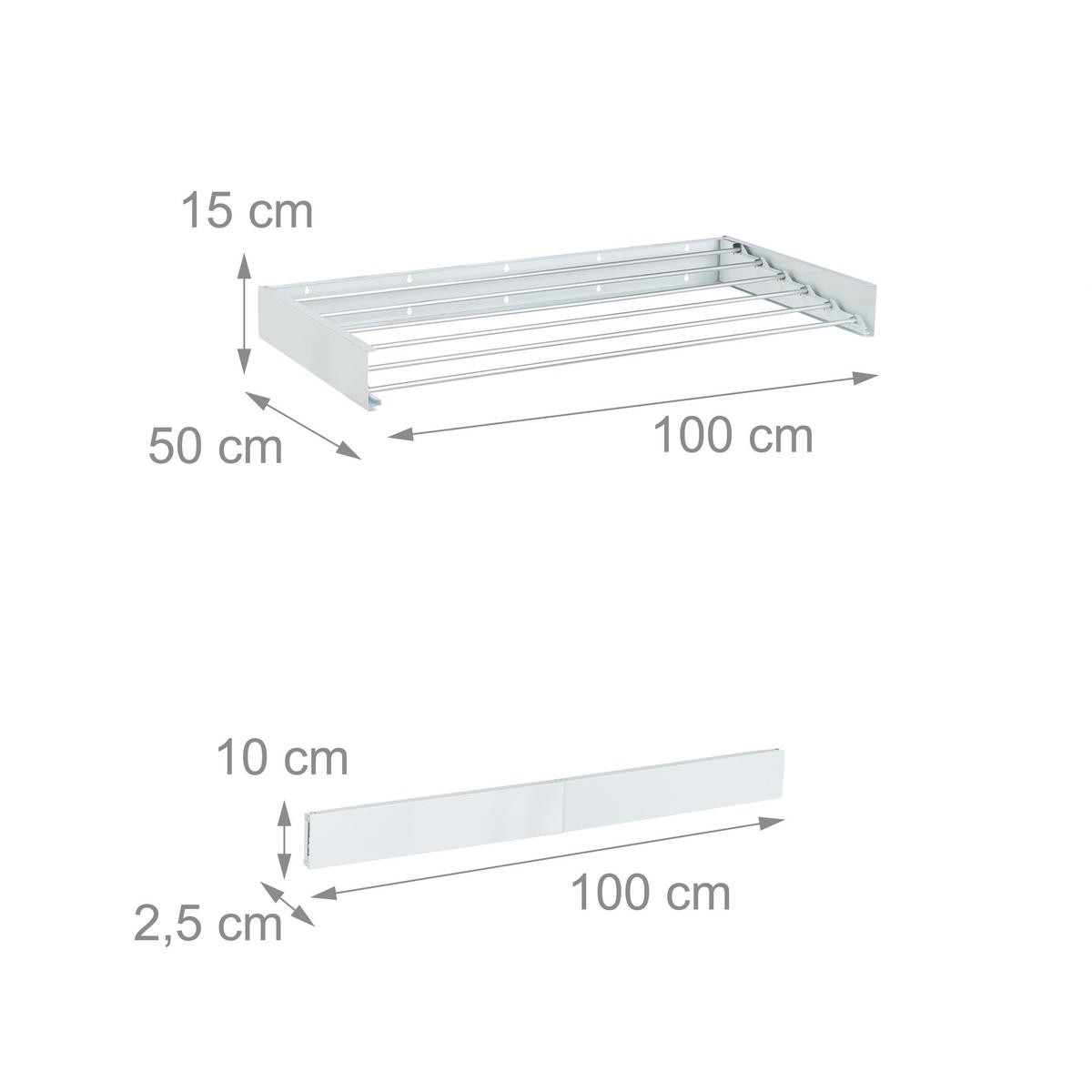 NÁSTENNÝ sušiak na prádlo - viacfarebná, kov (100/10/50cm) - Relaxdays