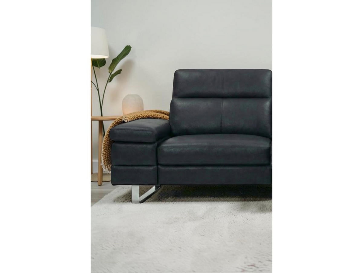 3-SITZER Sofa Virage Echtleder Schwarz - Schwarz, Leder/Metall (212/75/109cm)