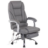 CHEFSESSEL Echtleder Grau - Chromfarben/Grau, Leder/Metall (69/118/64cm) - CLP