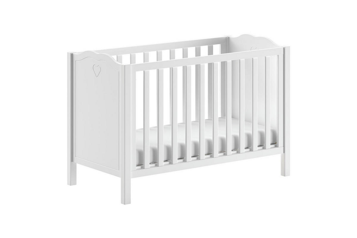 BABYBETT 60x120 Kamila Weiß Kiefer höhenverstellbar - Weiß, Holz (60/120cm) - 58aufmkessel
