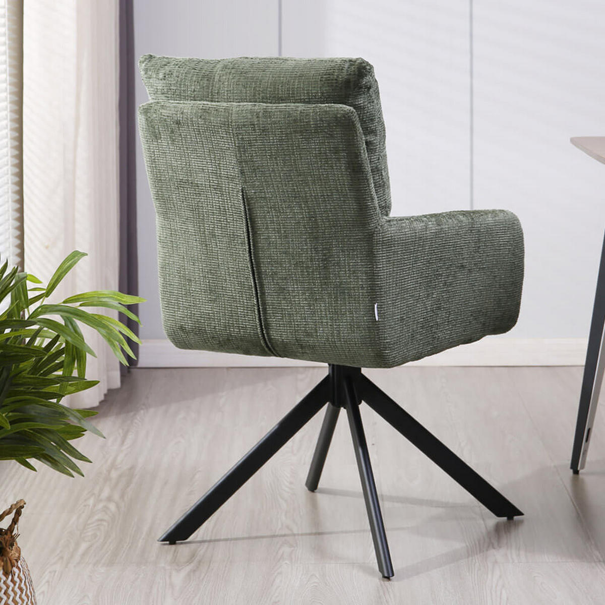 ESSZIMMERSTUHL ALUNA - Chenille Grün, 2 - Grün, Kunststoff/Metall (66/91/72.5cm) - Home Deluxe