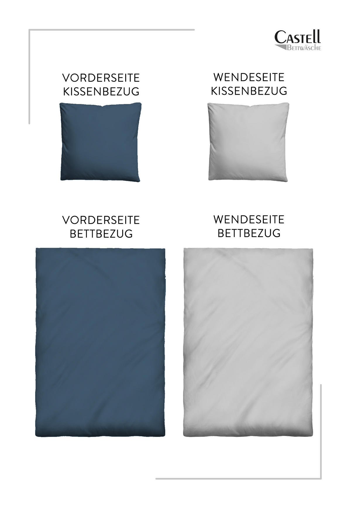 BETTWÄSCHE-GARNITUR Mikrofaser UNI marine, 200x200 cm + 80x80 cm - Dunkelblau, Textil (200/200cm) - Castell