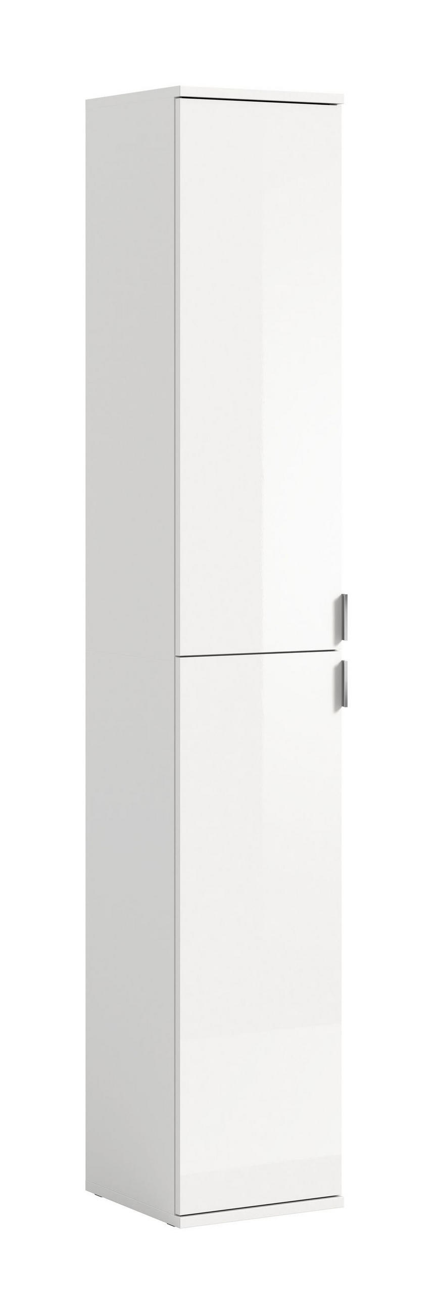 HOCHSCHRANK Projekt X Garderobe in weiß Nachbildung und weiß hochglanz B/H/T: 30x193x34 cm - Weiß, Holzwerkstoff (30/193/34cm)