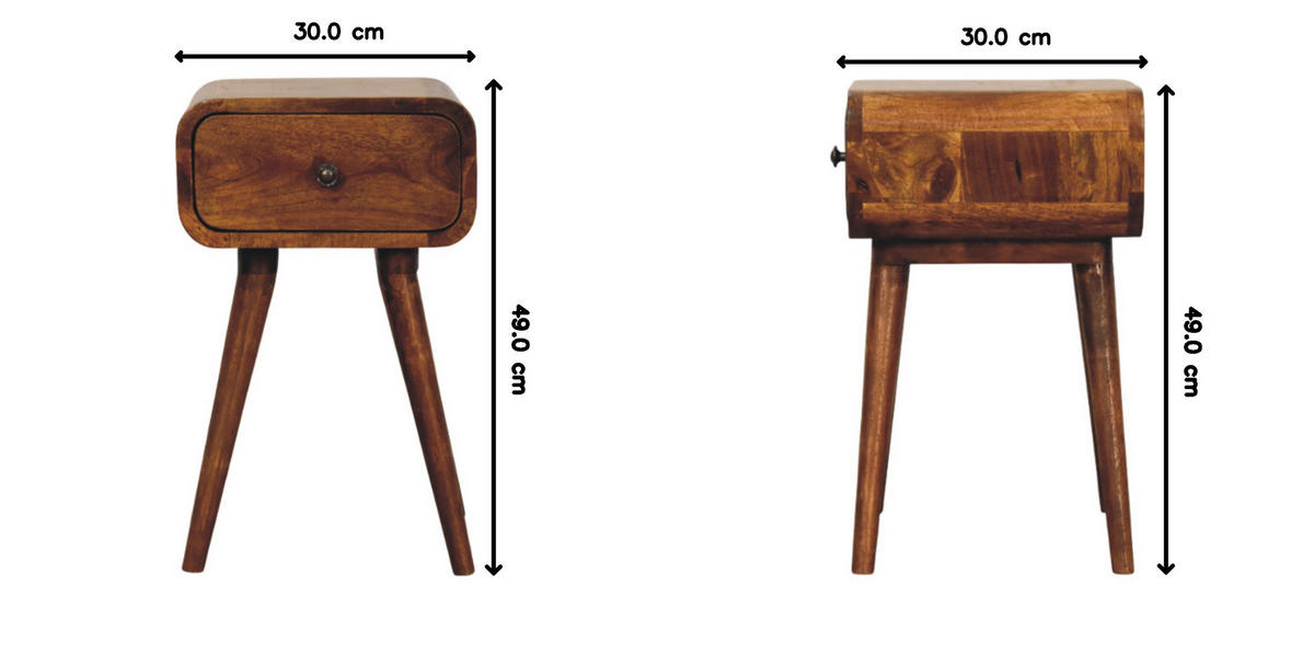 NACHTTISCH Massivholz Avora Mini Kastanienbraun, 1 Schublade - Dunkelbraun/Messingfarben, Mangoholz/Holz (30/49/30cm) - Artisan Furniture