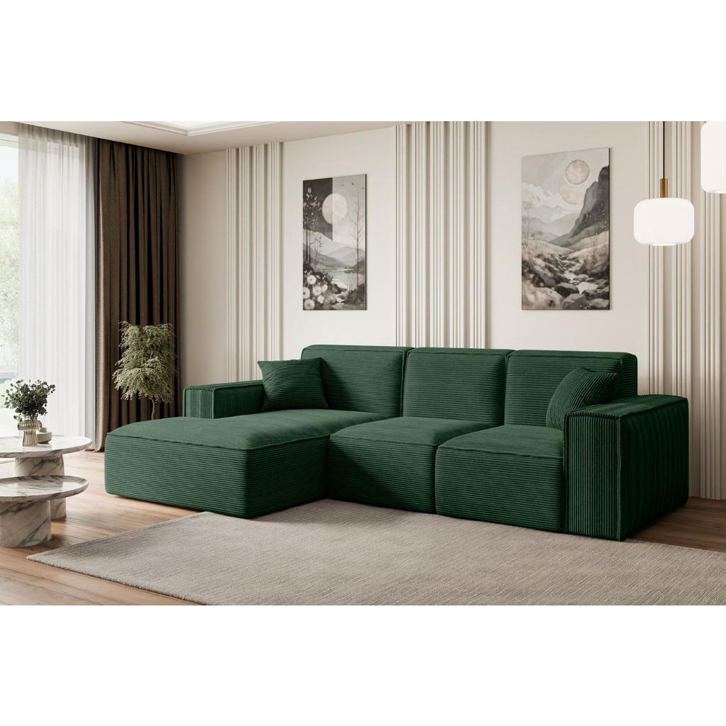 Thumbnail - Altdecor Ecksofa, Grün, Textil, 6-Sitzer, L-Form, Ottomane links, 266x165 cm, Wohnzimmer, Sofas & Couches, Wohnlandschaf...