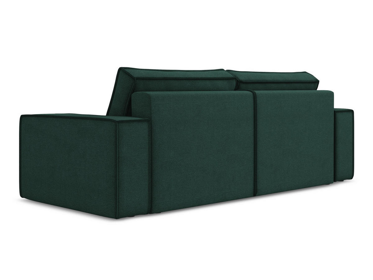 3-SITZER SOFA mit Schlaffunktion Strukturstoff Stoff Grün - Dunkelgrün/Schwarz, Kunststoff/Textil (255/85/105cm) - Makamii