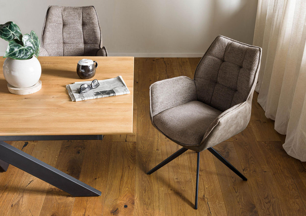 STUHL 100% Polyester 61 x 61 x 89 cm braun / graubraun POLSTERSTÜHLE #102 - Braun, Kunststoff (61/89/61cm) - Massivmoebel24