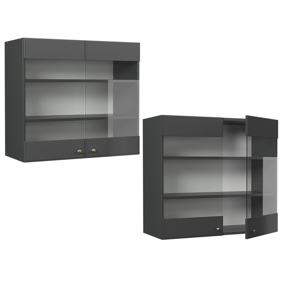 KUCHYNSKÁ SKLENENÁ SKRINKA Fame-Line Antracitovo-zlatý vidiecky dom - antracitová, kompozitné drevo (80/72/34.1cm) - Vicco