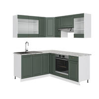 ECKKÜCHE Fame-Line Grün-Gold Landhaus/Weiß 160 x 60 cm ohne AP - Weiß/Grün, Holzwerkstoff (190/81.6/46cm) - Vicco