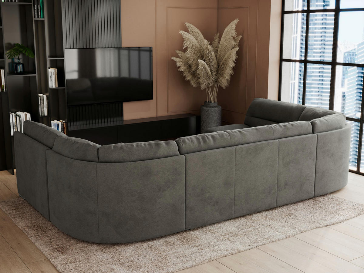 WOHNLANDSCHAFT COMODO U Dunkelgrau Velvet - Dunkelgrau/Silberfarben, Textil/Metall (340/93/206cm) - MKS