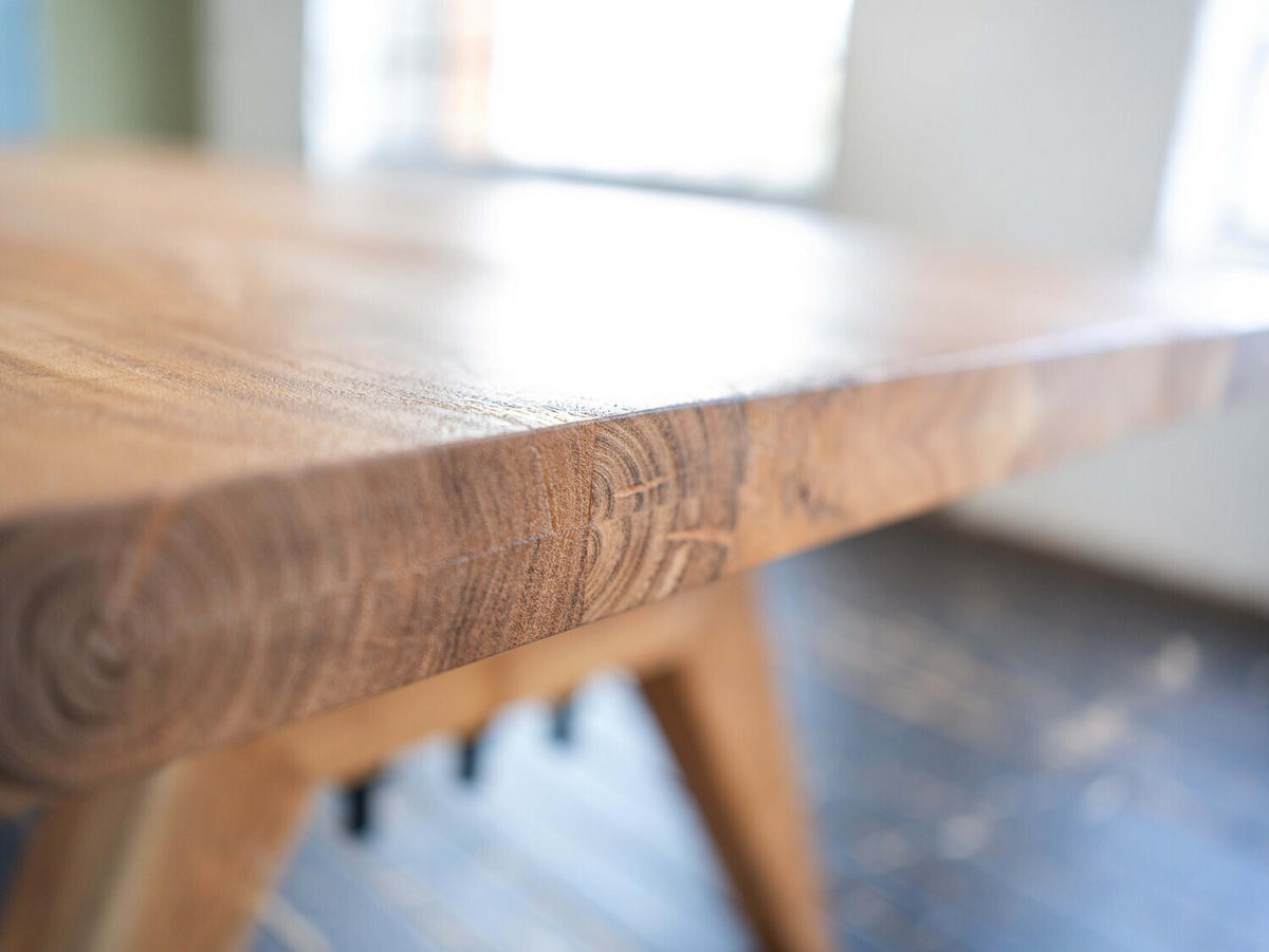 ESSTISCH MIT GERADER KANTE WOODY Braun Akazie - Schwarz/Braun, Akazienholz/Holz (280/100/78cm) - KAWOLA
