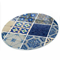 TISCHPLATTE fi100 cm – Mediterrane Muster - Braun, Glas (100/100/0.4cm) - Wallfluent