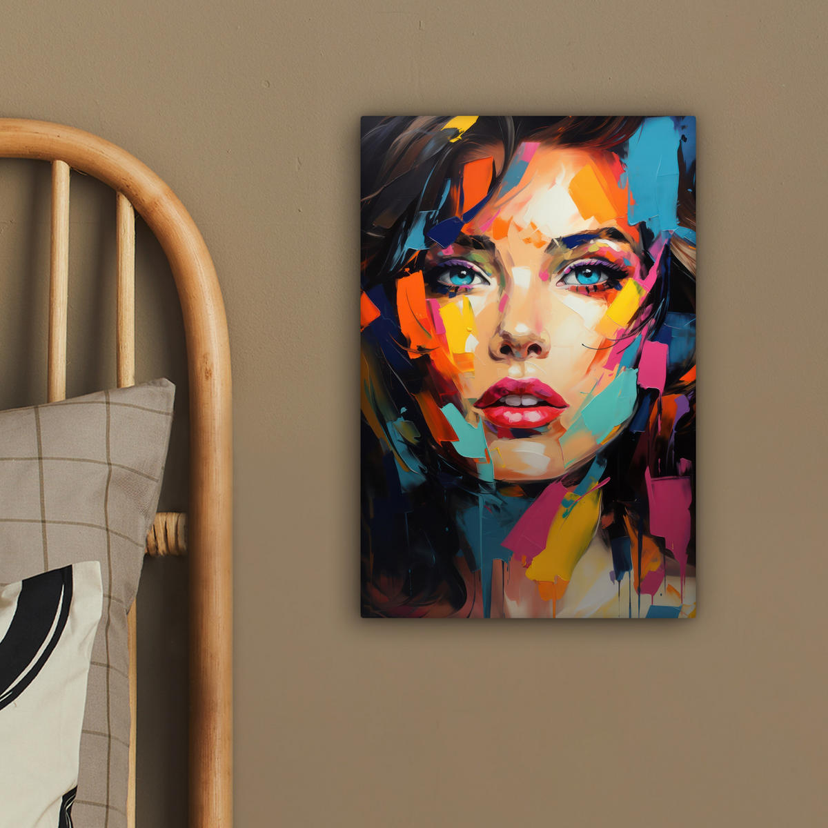 LEINWANDBILD Frau - Porträt - Farbenfroh - Kunst 20x30 cm - Multicolor, Textil (20/30cm) - MuchoWow