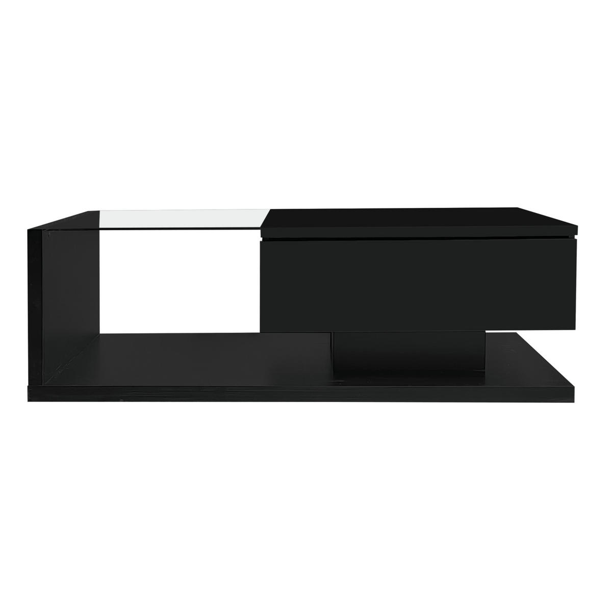 KONFERENČNÍ stolek 105/55/32,5 cm černý z dřevotřísky s tvrzeným sklem a LED osvětlením - černá, kompozitní dřevo (105/55/32.5cm) - OKWISH