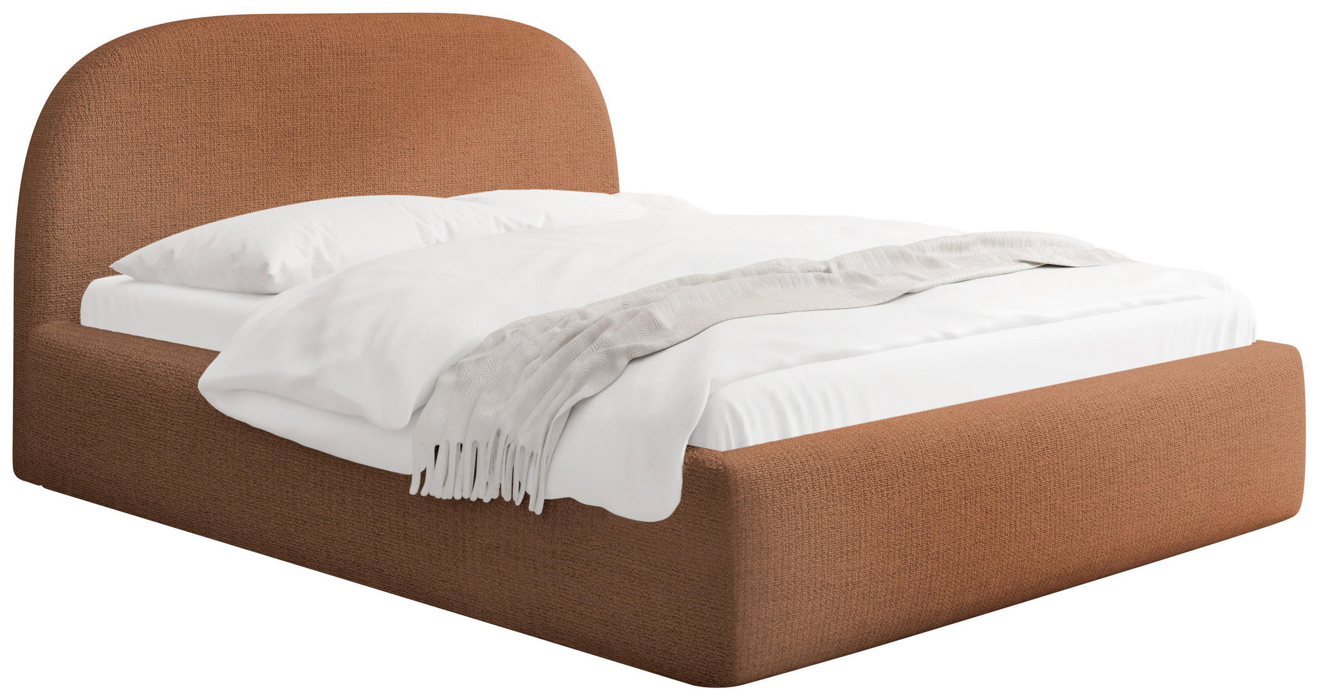 POLSTERBETT Puro mit Bettkasten & Metall-Lattenrost in Orange Chenille 140x200 cm - Birkefarben/Schwarz, Kunststoff/Textil (140/200cm) - WFL GROUP
