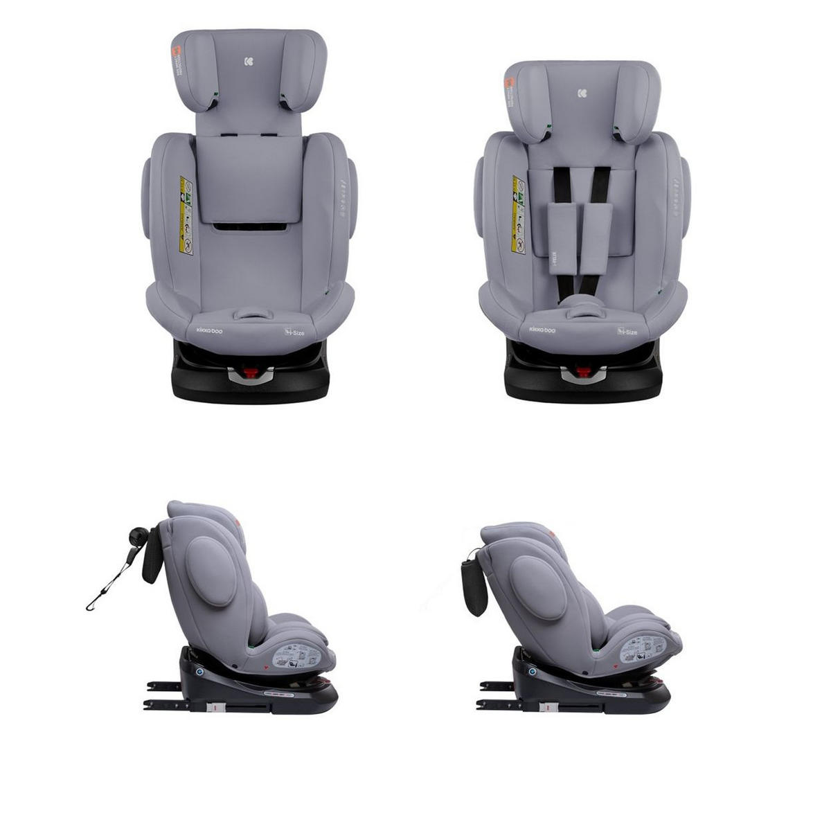 KINDERSITZ i-Felix i-Size hellgrau (40-150cm) Isofix Top Tether 360 Grad Drehung - Hellgrau, Kunststoff (48/59/48cm) - Kikka boo