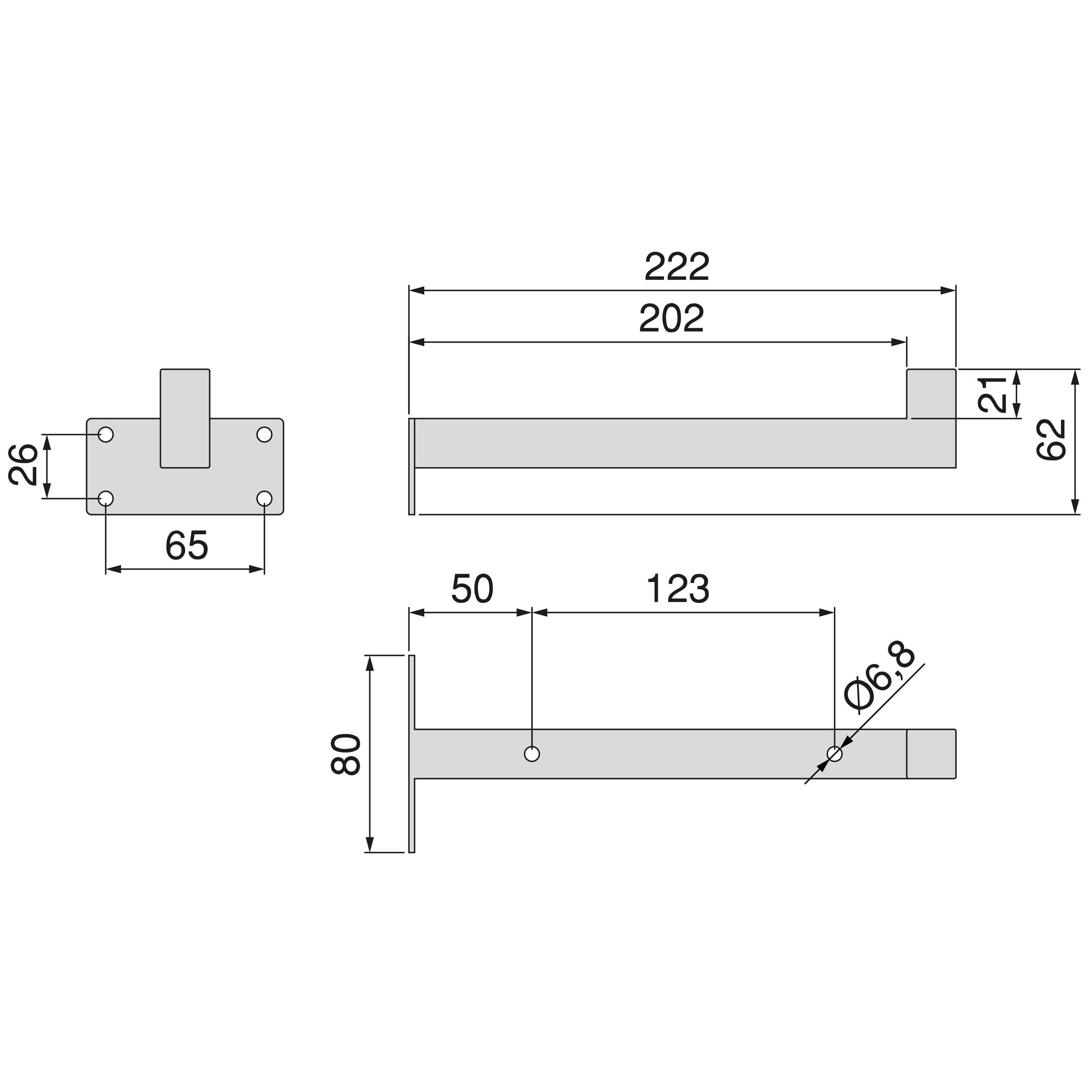 TRÄGER-SET für Regale in Holz Shelf mit Vierkantrohr, Stahl, Weiß - Weiß, Metall (6.2/8/22.2cm) - EMUCA