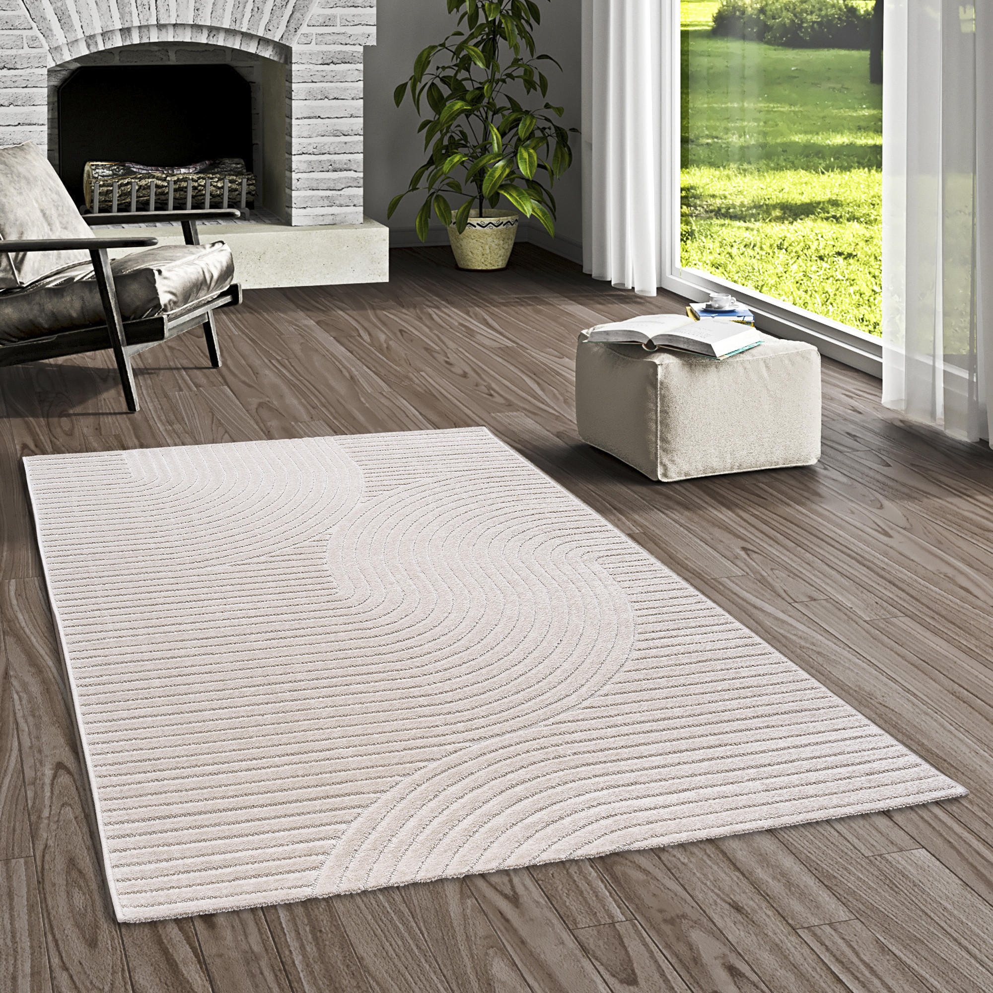 IN & OUTDOOR TEPPICH FLACHGEWEBE CLASSY - Creme, Textil (140/200cm) - Pergamon