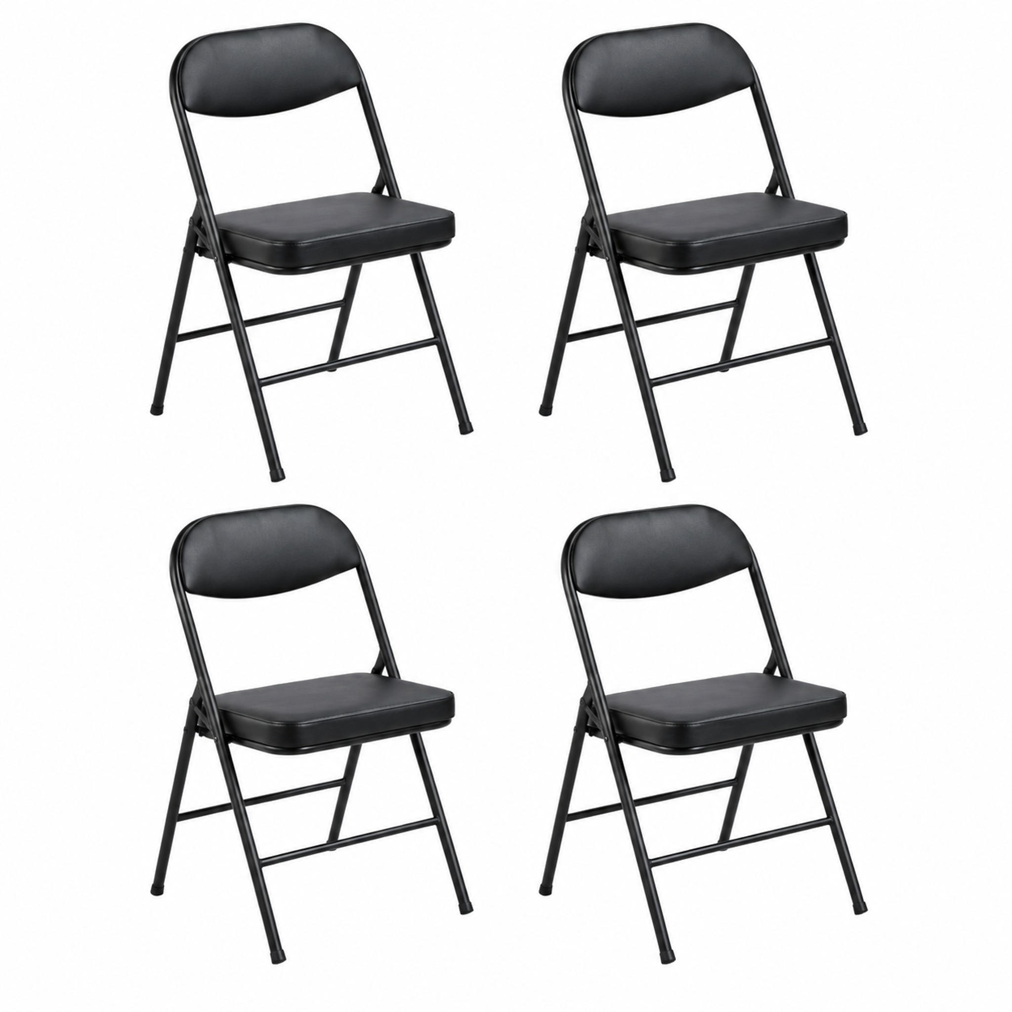 KLAPPSTUHL 4er-Set gepolstert Stahl Schwarz - Schwarz, Metall (46/81.5/47cm) - Meubliv