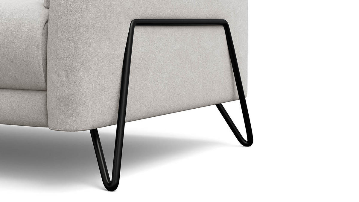 SOFA RODEN 3-Sitzer, creme, Veloursstoff - Creme, Holz/Textil (194/82/103cm) - Wozimo