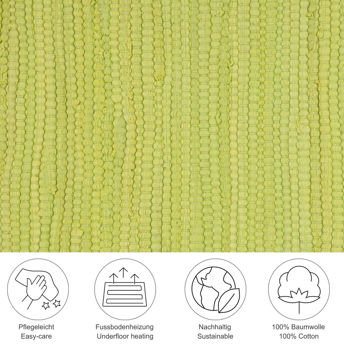 FLECKERLTEPPICH Chindi 70x140 cm - Limette, Textil (70/140cm) - Rug and Roll